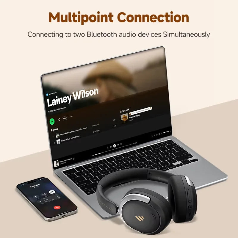 Edifier Atom Max Wireless Headphones Active Noise Cancelling Bluetooth V5.4 Headphones Hi-Res Audio Over-Ear Headset