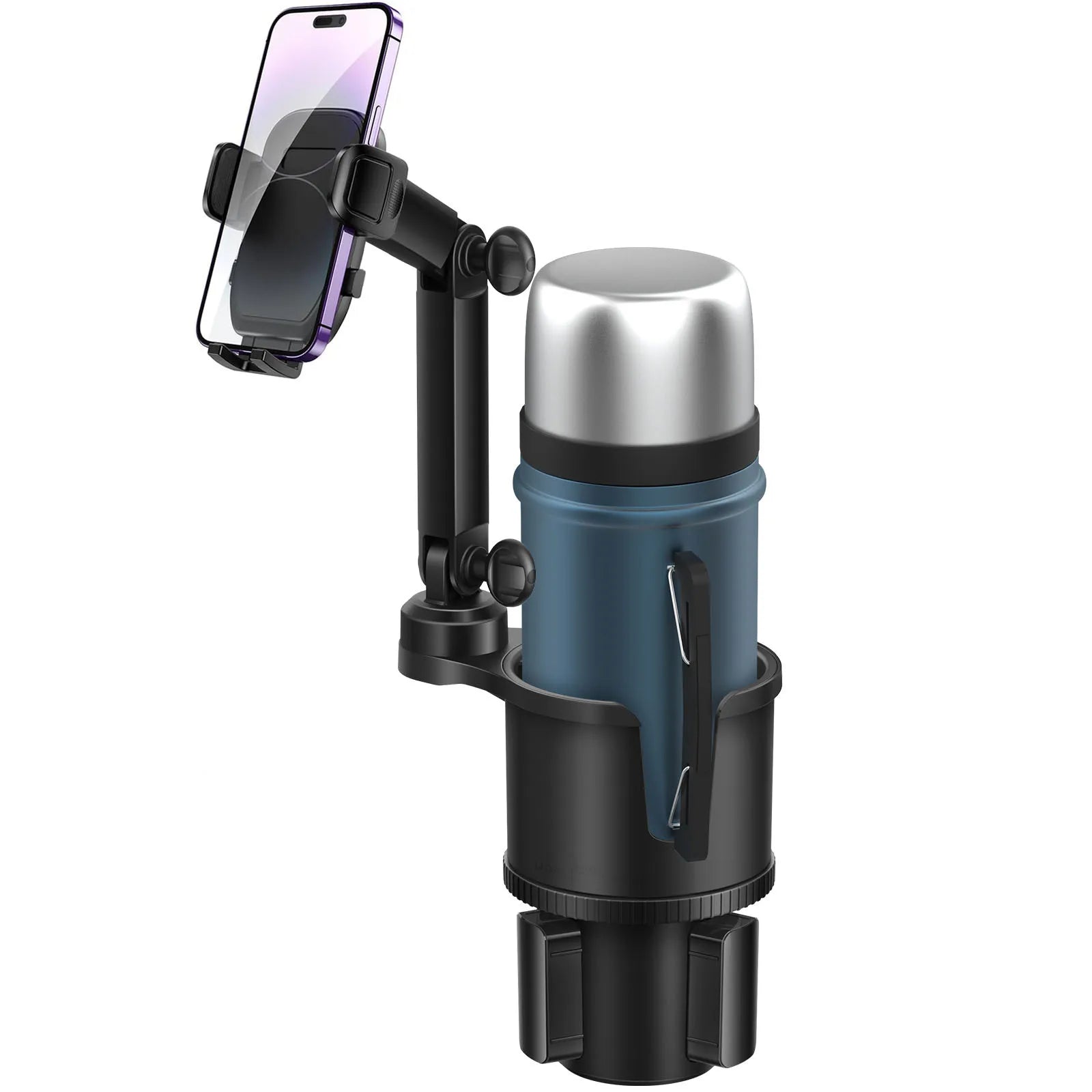 2-in-1 Universal Car Cup Phone Holder  Adjustable Long Arm with 360° Rotation Fits All Smartphones Perfect for Cars & SUVs