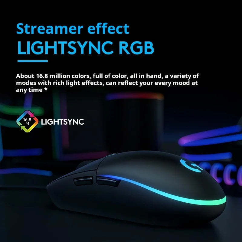 Logitech G102 Wired Mouse Mechanical Button Gamer Mice 200-8000DPI Computer Mouse RGB Rechargeable Mouse For PUBG Laptop PC