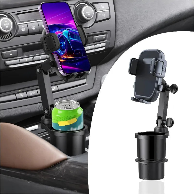 2-in-1 Universal Car Cup Phone Holder  Adjustable Long Arm with 360° Rotation Fits All Smartphones Perfect for Cars & SUVs