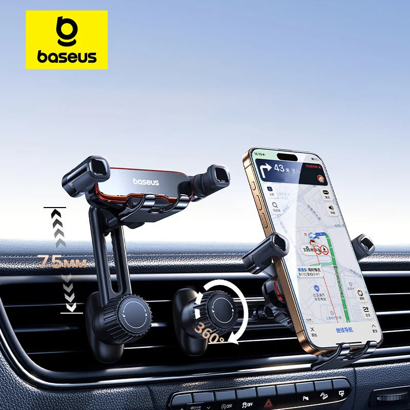 Baseus Car Phone Holder Auto Clamping Gravity Metal Air Vent Phone Mount Never Blocking Air Vent Clip Cell Phone Holder Car
