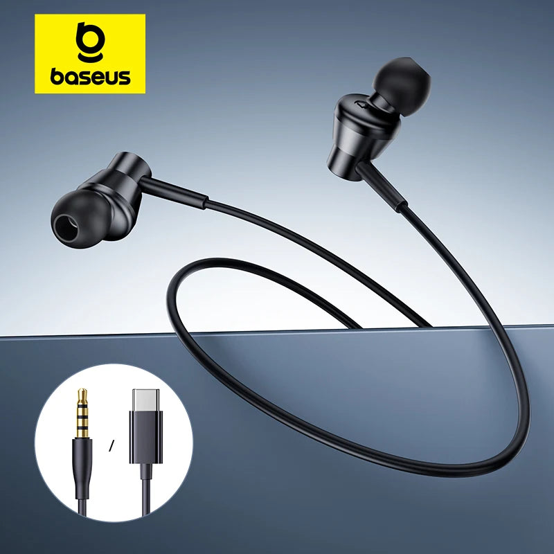 Baseus Encok CZ11/HZ11 Wired Earphones Type-C/3.5mm Jack Wired Headphones With Mic 120°Angle For Laptop Computer Tablet Phone
