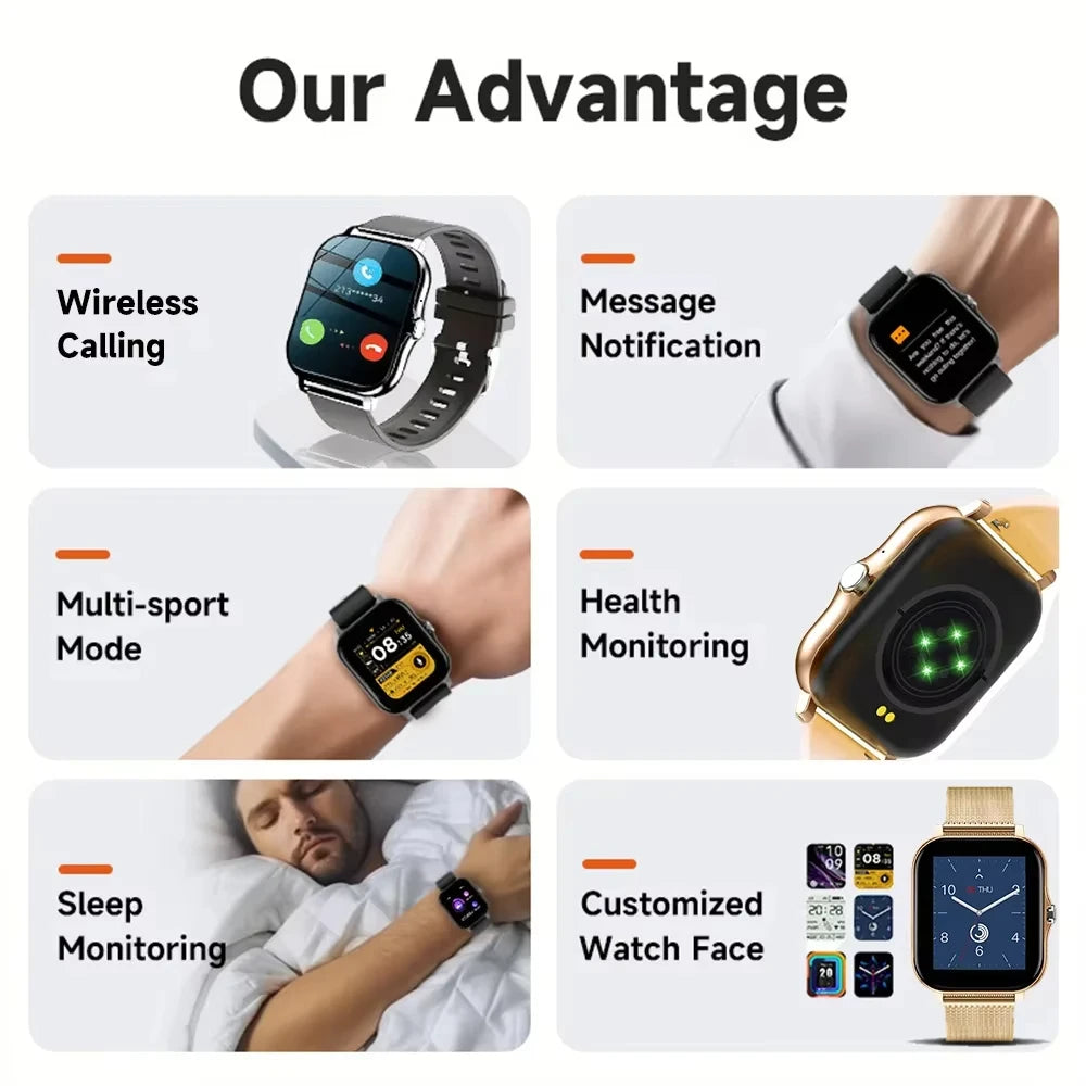 LAXASFIT 2025 New Smart Watch for Men Women Gift Full Touch Screen Sports Fitness Watch Bluetooth Call Digital Smartwatch