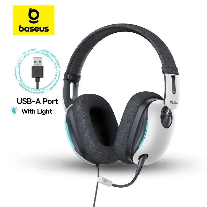 Baseus GoPlay 1 Max Gaming Wired Headphones 7.1 Virtual Surround Earphone 3.5mm & USB-A Plug Detachabie Microphone Gamer Headset