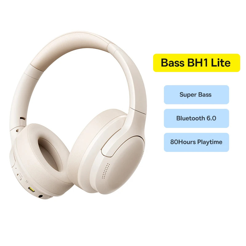Baseus Wireless Headphones Bluetooth 5.3 HIFI Level Earphone 40mm Driver Foldable Over Ear Headsets 70H Playtime Spatial Audio