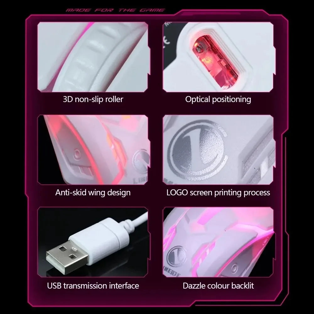 USB Wired Mouse RGB Colorful Mosue E-Sports Gaming Mouse Wired Office Mouse Mice For PC Desktop Laptop Computer Windows iOS