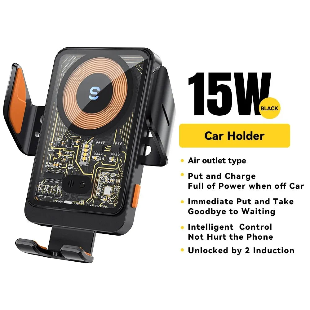 Essager 15W Qi Wireless Charger Car Phone Holder Air Vent Mount Stand For iPhone Samsung Cell Phone Support Fast Charging