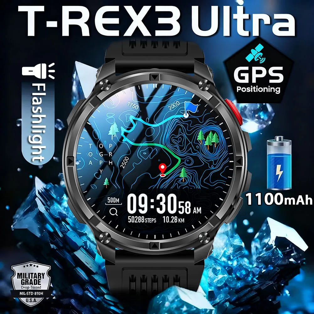 New T-Rex3 Ultra 1100mAh Battery Smart Watch GPS Track Compass IP69K Waterproof Sports tracker Outdoors Military Smartwatches