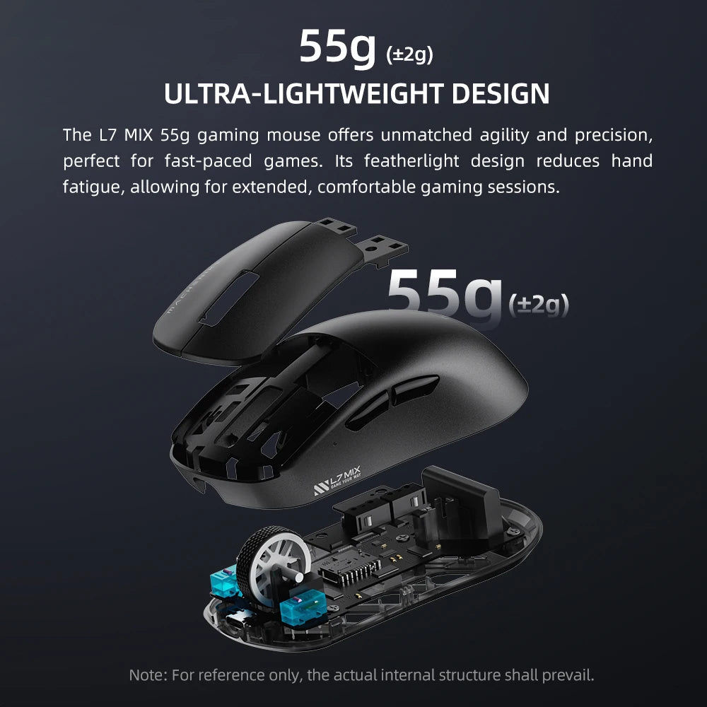 Machenike L7 Mix Wireless Gaming Mouse PAW3395 26000DPI 650IPS 55g Ultra-lightweight Mouse For Laptop PC Mouse Gamer
