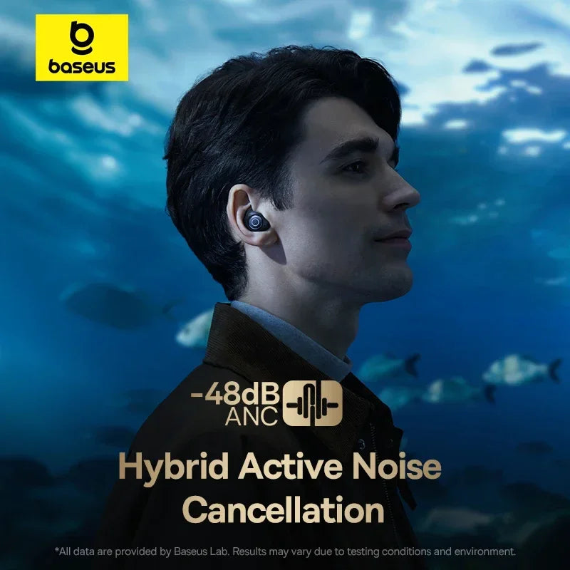 Baseus Bowie MA10 Pro ANC Wireless Earphones 48dB Hybrid ANC Bluetooth 5.3 Earbuds IPX6 Waterproof 4-Mics ENC Sports Headphones
