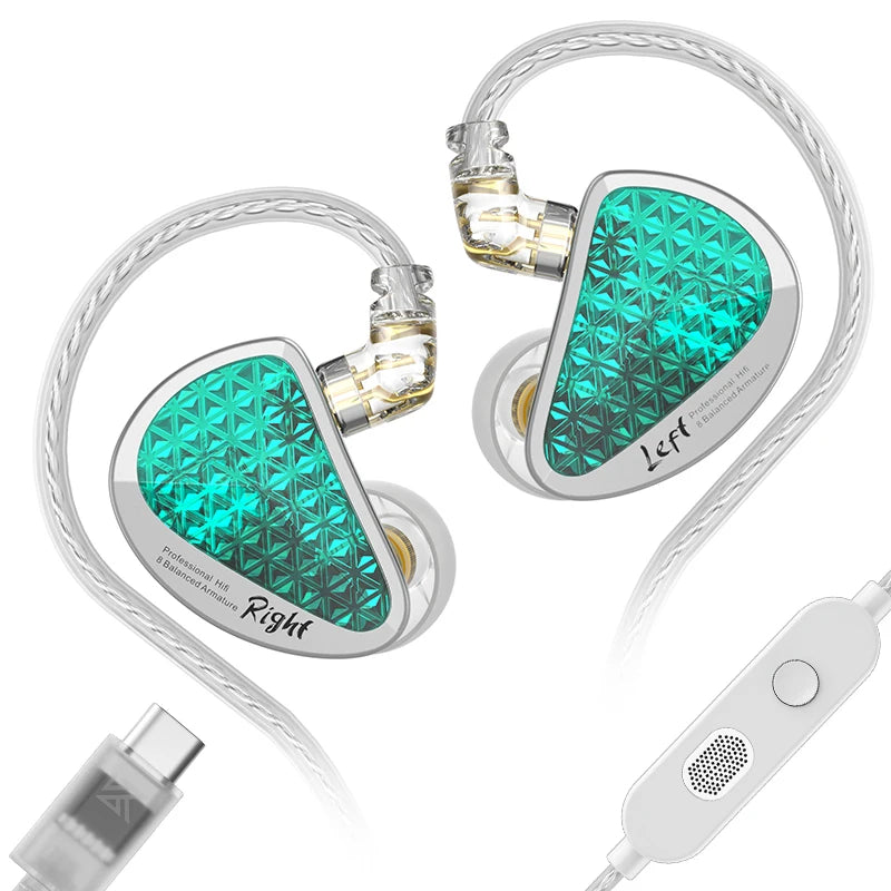 KZ AS16 Pro In Ear Wired Earphones 16BA Balanced Armature HIFI Bass Monitor Headphones Noise Cancelling Earbuds Sport Headset
