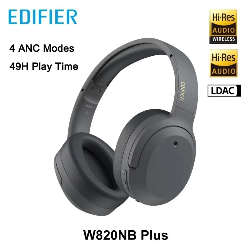 Edifier W820NB Plus Active Noise Cancelling Wireless Bluetooth Headphones ANC Hi-Res LDAC Headset 49hrs Playtime APP Equalizer