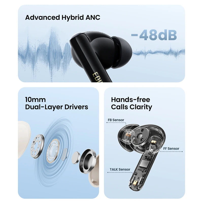 Edifier X5 Pro Active Noise Cancelling TWS Bluetooth Earphones IP55 Waterproof Gaming Mode Fast Charging Wireless Earbuds