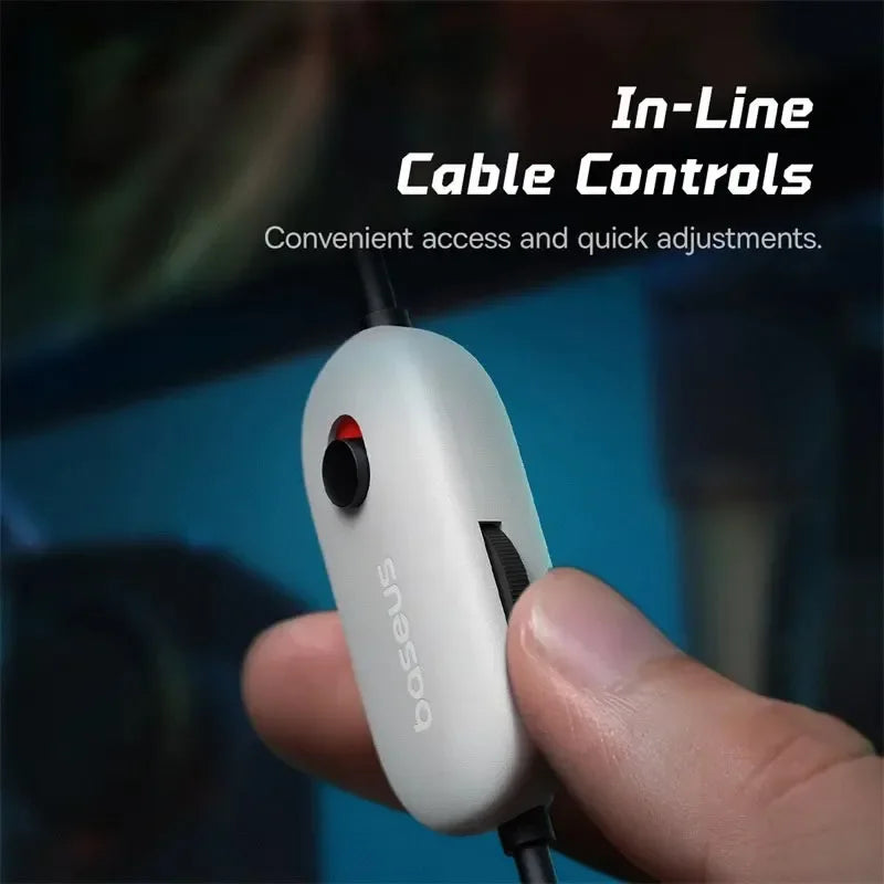 Baseus GoPlay 1 Max Gaming Wired Headphones 7.1 Virtual Surround Earphone 3.5mm & USB-A Plug Detachabie Microphone Gamer Headset