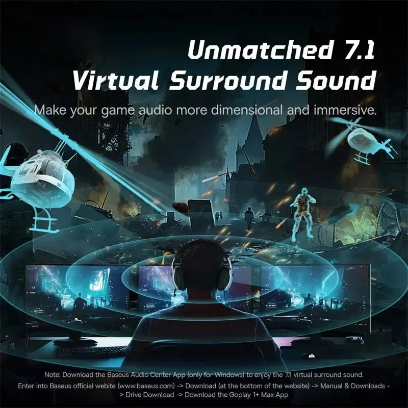 Baseus GoPlay 1 Max Gaming Wired Headphones 7.1 Virtual Surround Earphone 3.5mm & USB-A Plug Detachabie Microphone Gamer Headset
