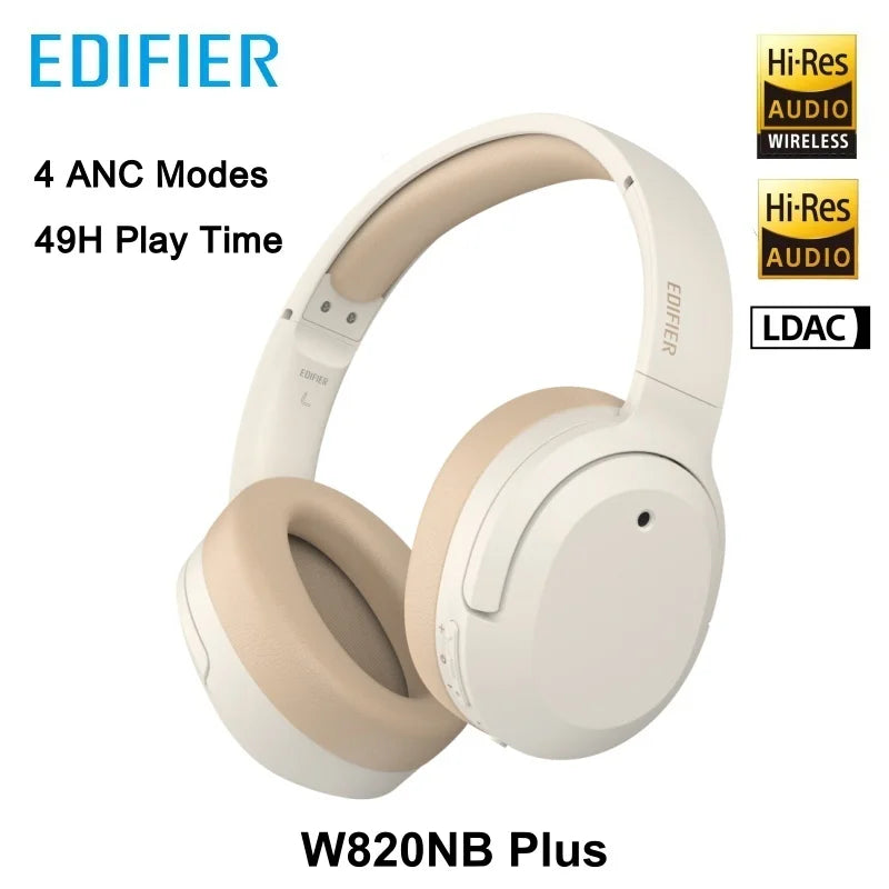 Edifier W820NB Plus Wireless Noise Cancelling Headphones 49hrs Playtime 43dB ANC Hi-Res LDAC Codec Over-Ear Bluetooth Headset