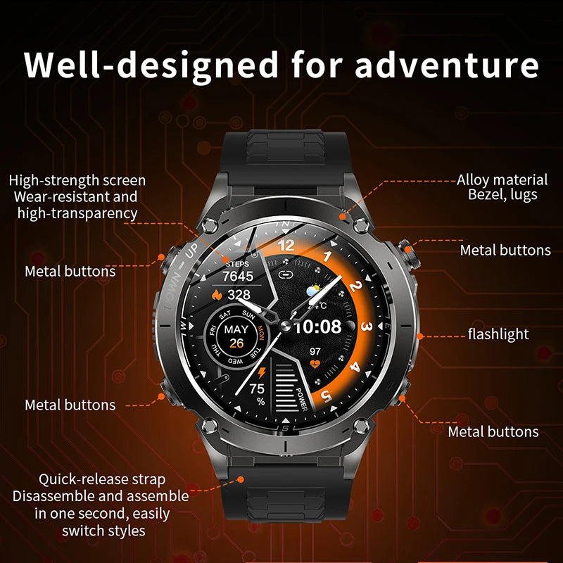 2025 NEW Dual-band GPS Outdoor Swim Sport Smart Watch Men Compass 730mAh Large Battery 10ATM Professional Waterproof Smart Watch